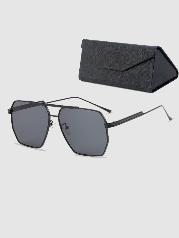 Irregular polygonal sunglasses + glasses case set