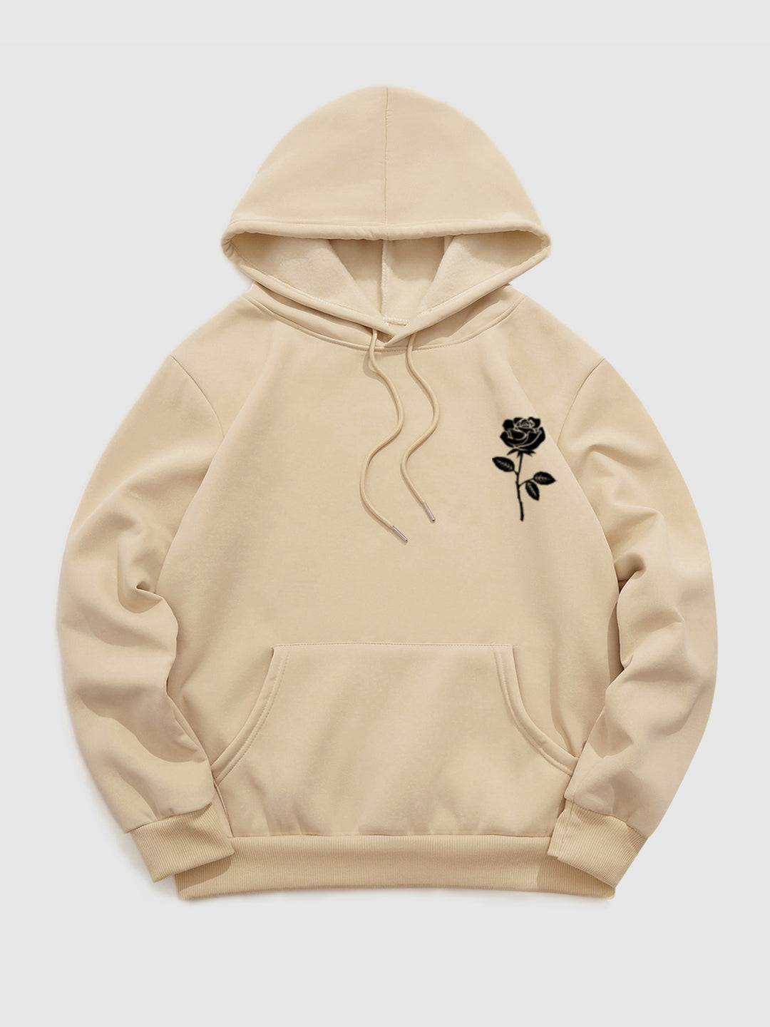 Men's fleece rose print monogram hoodie khaki