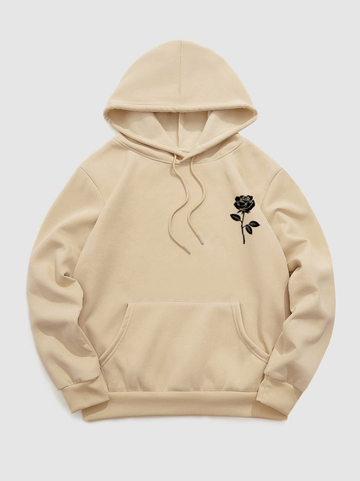 Men's fleece rose print monogram hoodie khaki