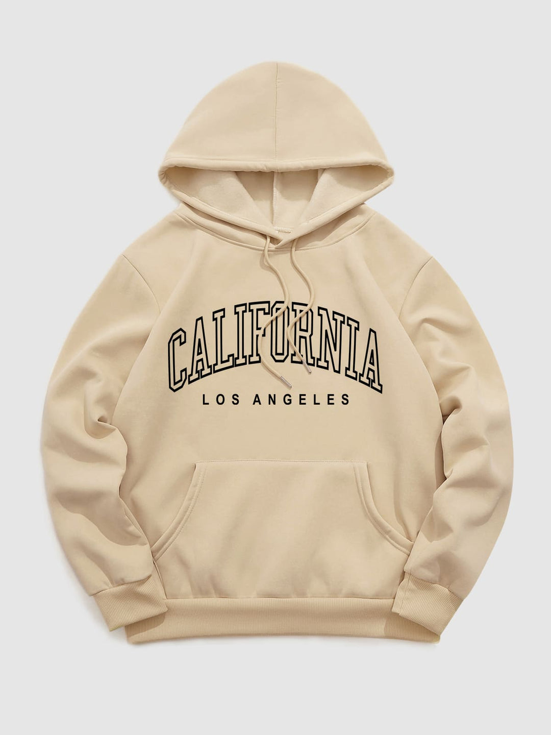 Men's "CALIFORNIA" velvet printed letter hoodie khaki 