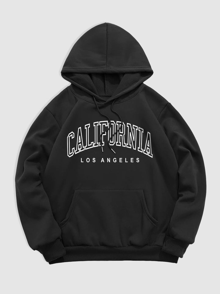 Men's "CALIFORNIA" velvet printed letter hoodie black