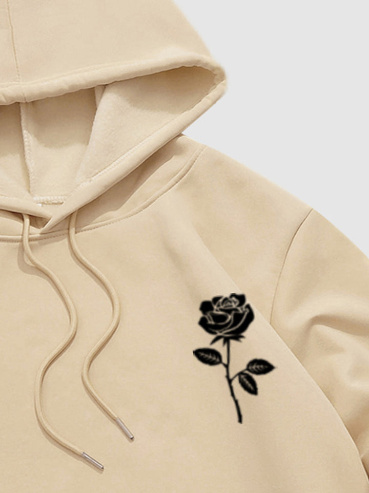 Men's fleece rose print monogram hoodie khaki