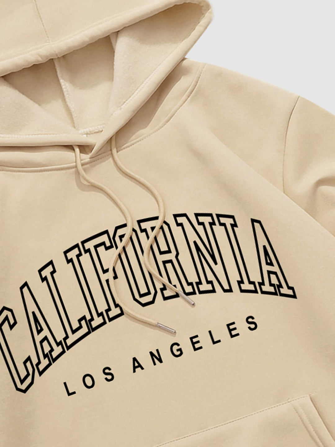 Men's "CALIFORNIA" velvet printed letter hoodie khaki 