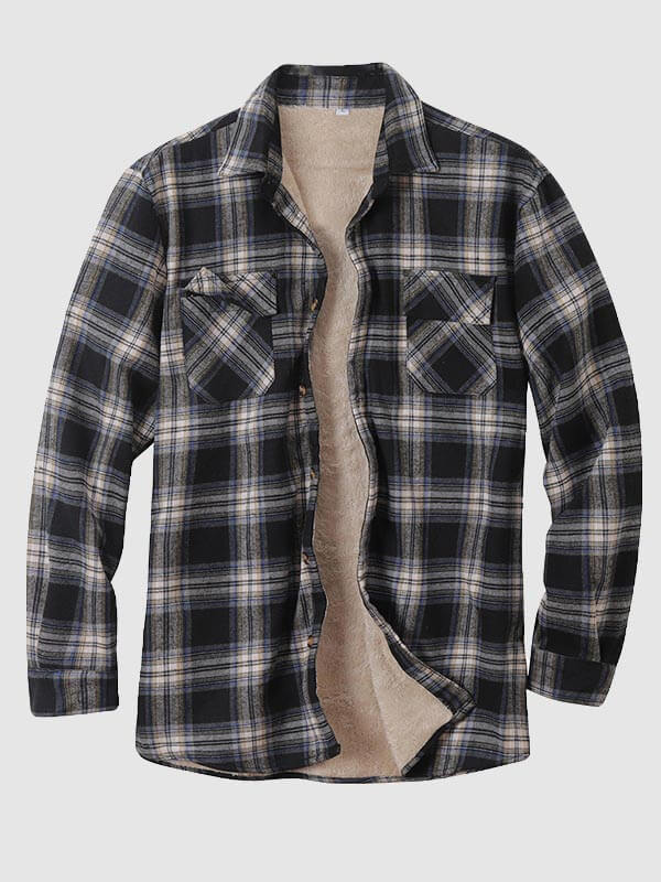 Men's Classic  Plaid Fleece-lined Warm Shirt Jacket