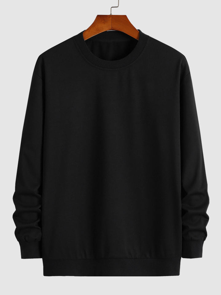 Men's solid color basic round neck casual sweatshirt