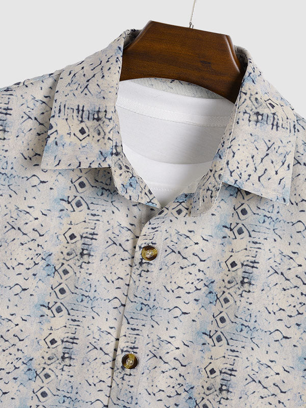 Men's Vintage Gradient Corduroy Short Sleeve Shirt