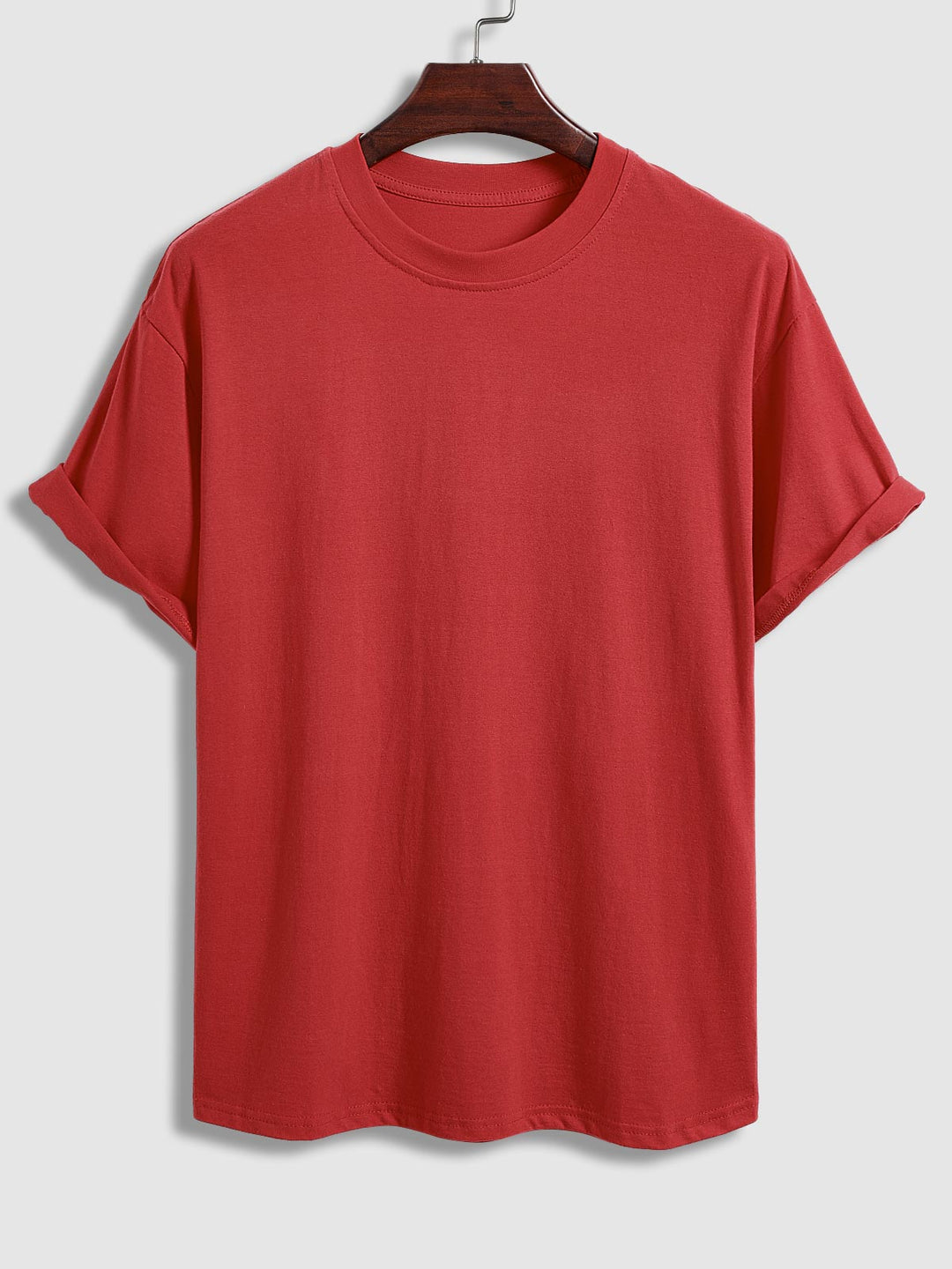 Men's solid color cotton basic round neck short-sleeved T-shirt