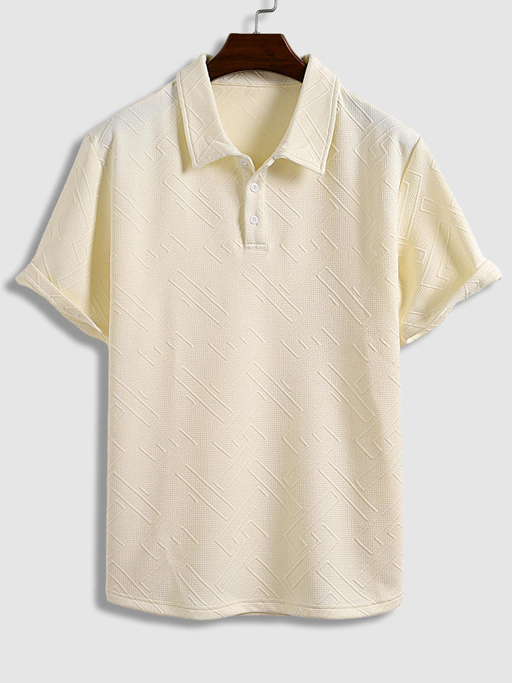 Men's geometric retro jacquard short sleeve polo