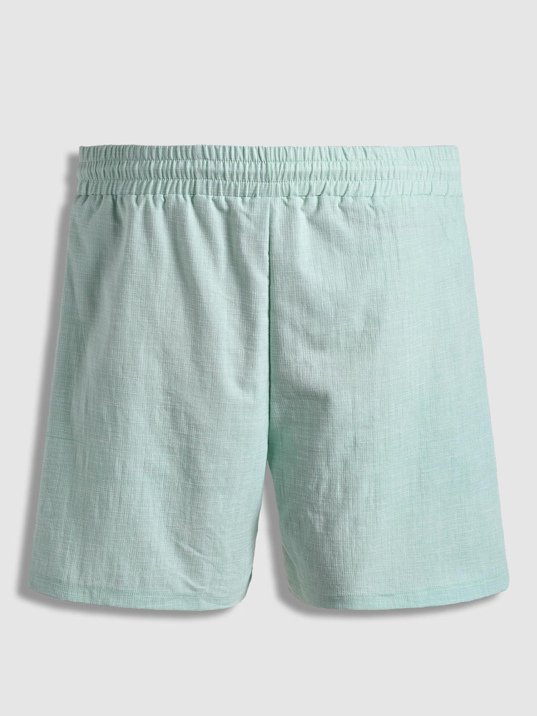 Men's solid color textured casual elastic waist shorts