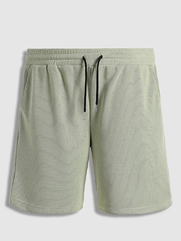 Men's solid color textured fabric casual shorts