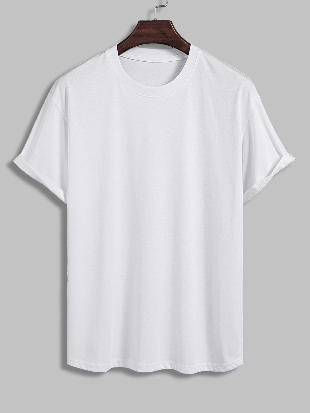 Men's solid color cotton basic round neck short-sleeved T-shirt