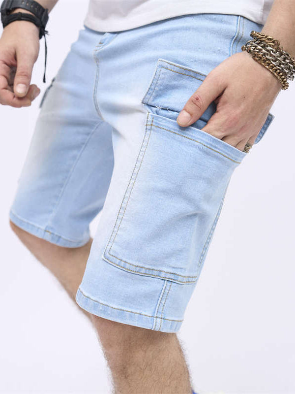 Men  Flap Pocket Side Denim Shorts