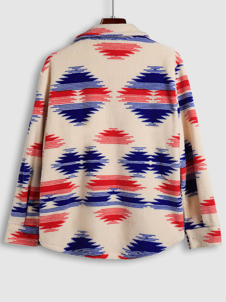 Men's Colorful Single Pocket Tie-Dye Fly Fluffy buttons Jacket