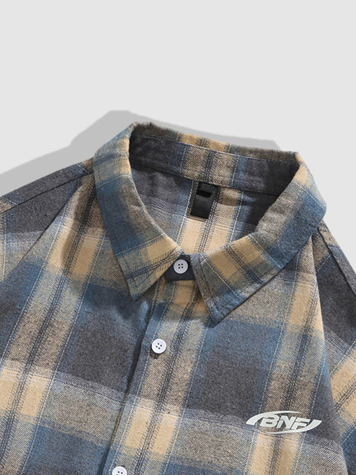 Men's Casual Wool Blend Plaid Button-Down Long Sleeve Shirt