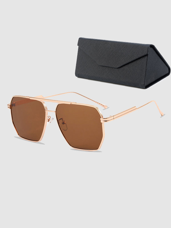 Irregular polygonal sunglasses + glasses case set