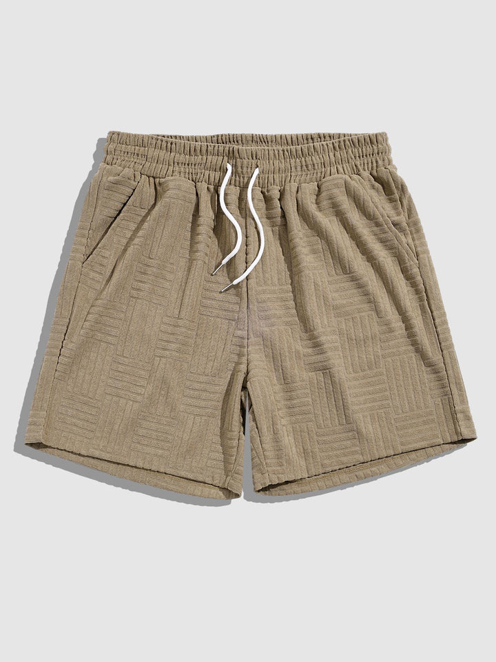 Men's solid color geometric terry texture shorts