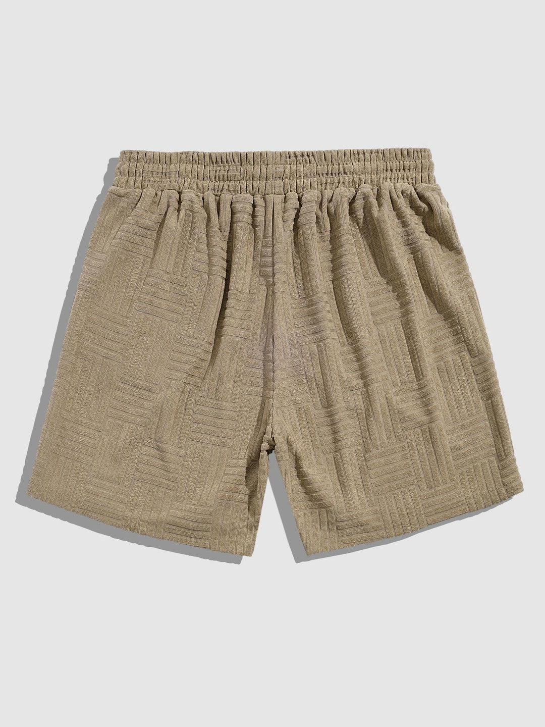 Men's solid color geometric terry texture shorts