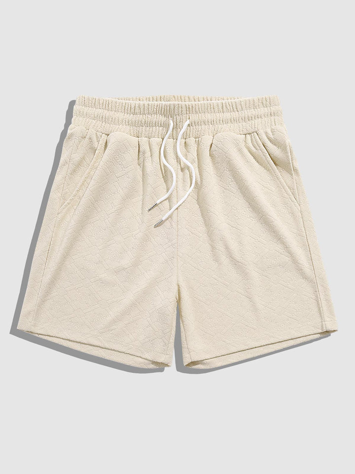 Men's solid color geometric terry texture shorts