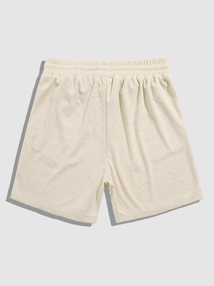 Men's solid color geometric terry texture shorts