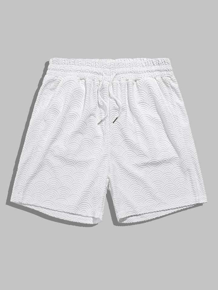 Men's Chinese style wave terry texture shorts