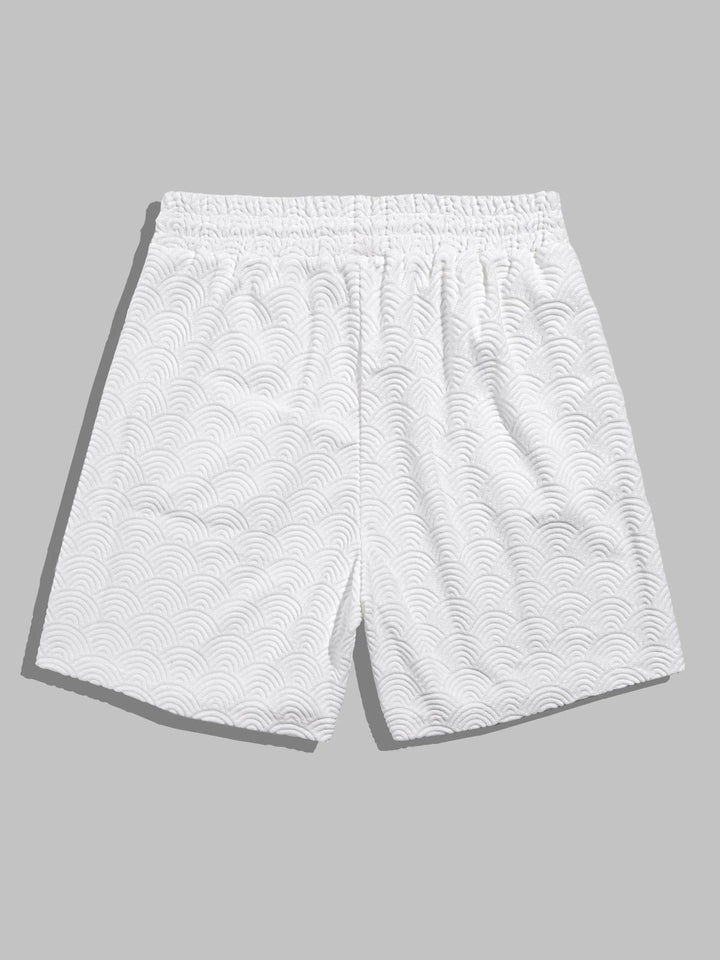 Men's Chinese style wave terry texture shorts