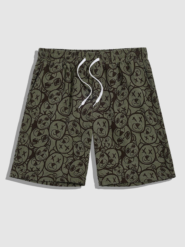 Men's Vintage Corduroy Graphic Print Casual Shorts