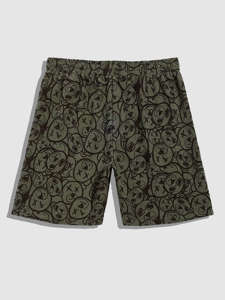 Men's Vintage Corduroy Graphic Print Casual Shorts