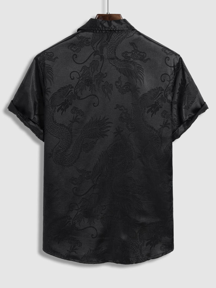 Men's Chinese Dragon Totem Satin Short Sleeve Shirt