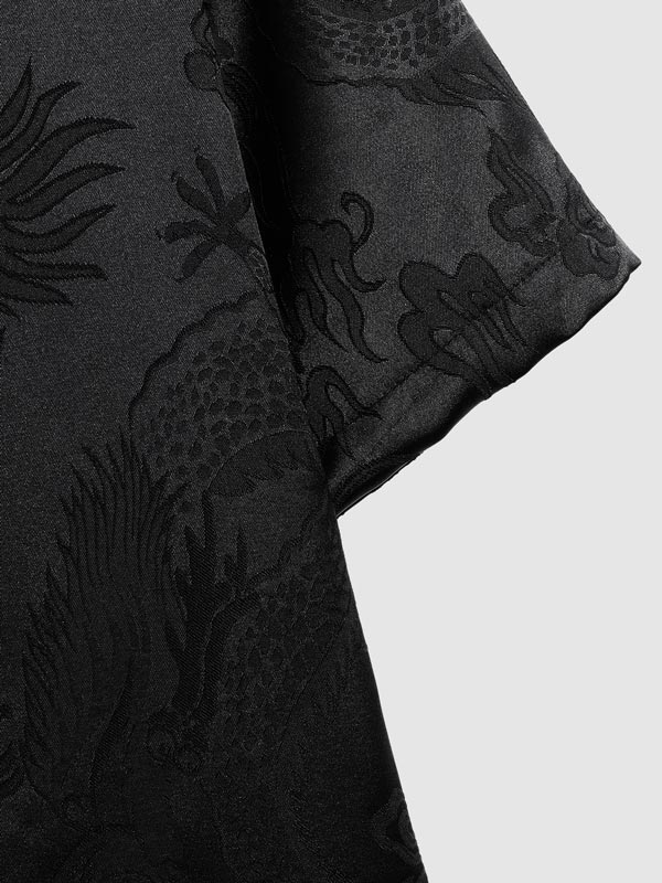 Men's Chinese Dragon Totem Satin Short Sleeve Shirt