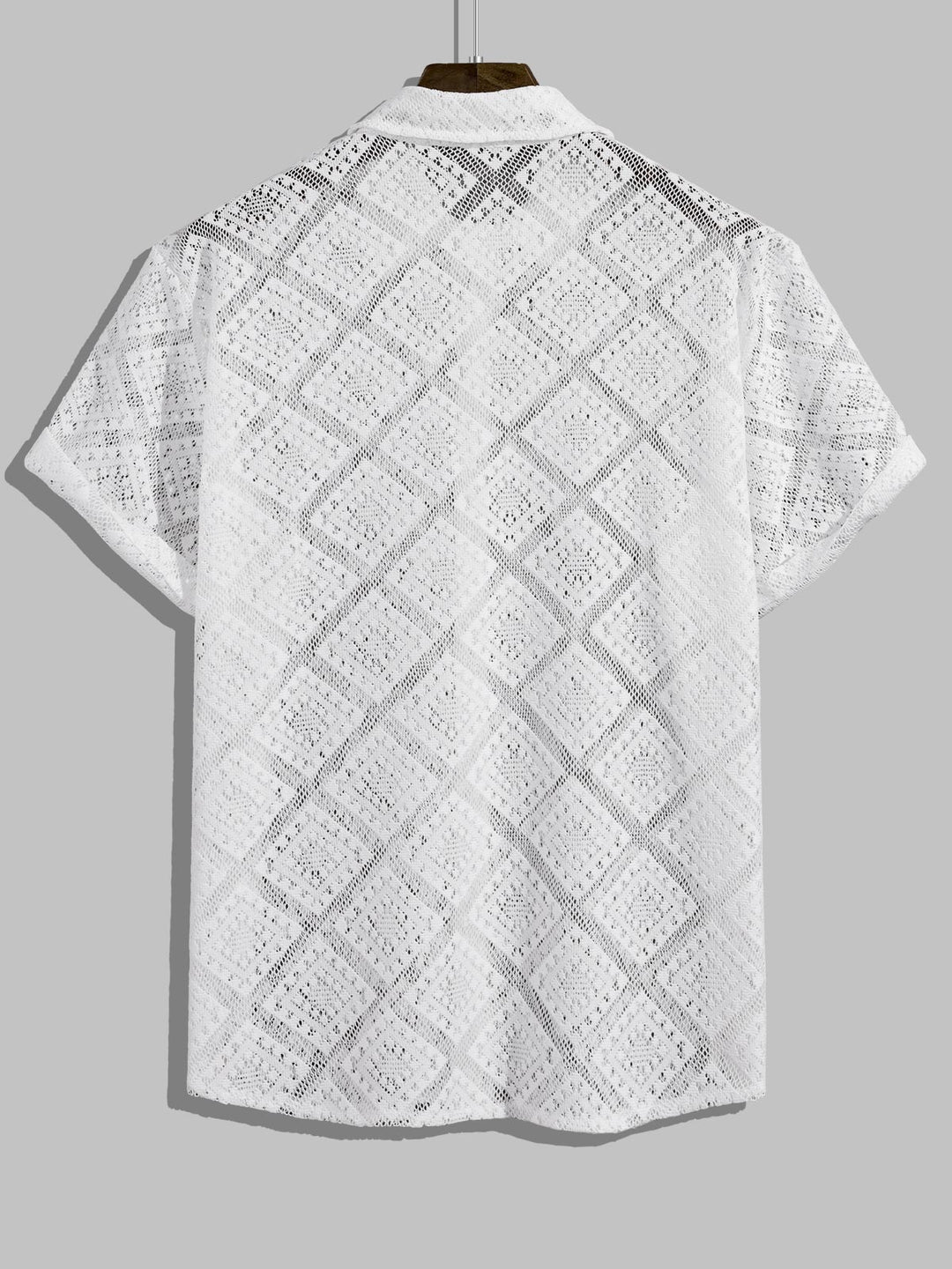 Men's sexy hollow geometric casual short-sleeved shirt