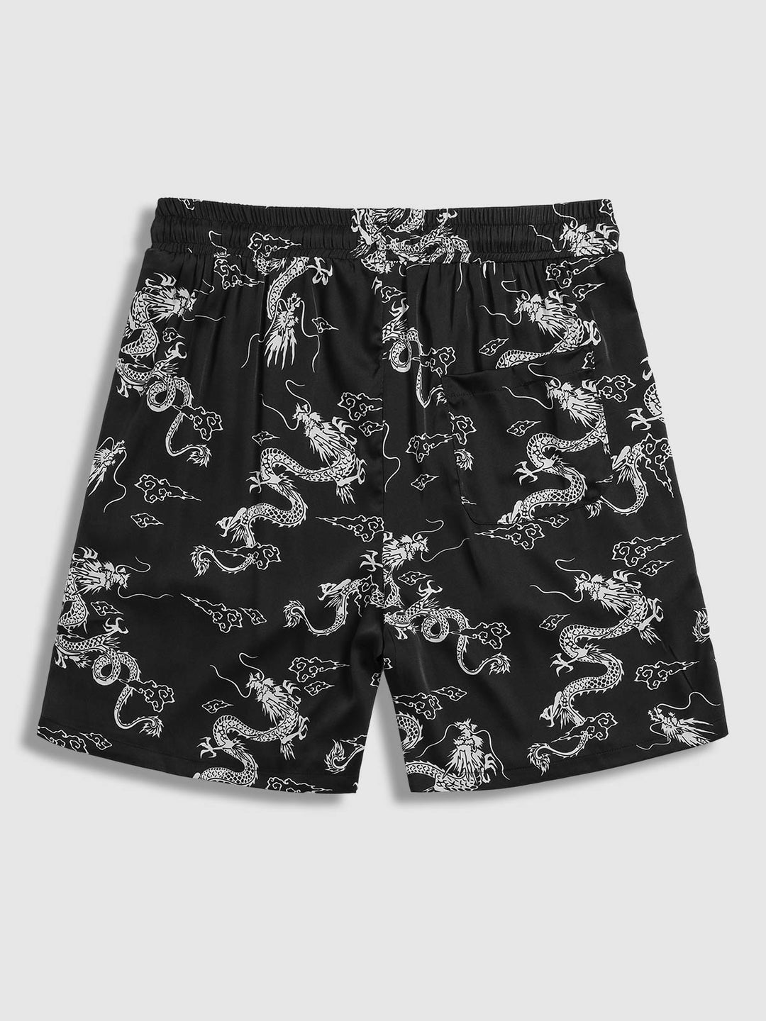 Men's Chinese Dragon Totem Satin Casual Shorts