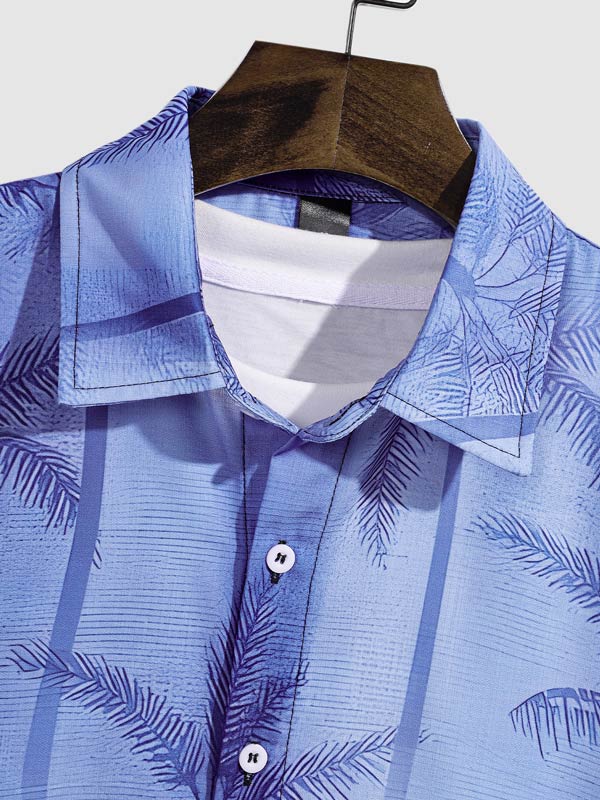 Men's Palm Tree Print Short Sleeve Shirt