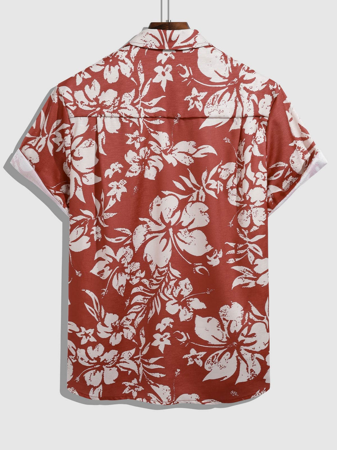 Men's botanical flower print casual short-sleeved shirt