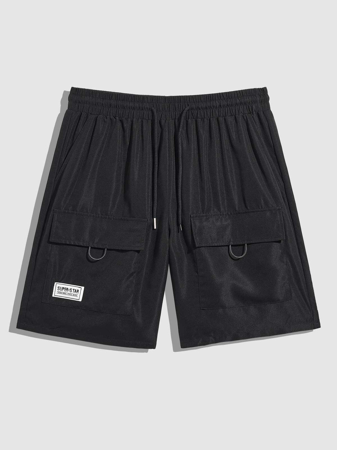 Men's Casual Double Pocket Drawstring Elastic Waist Shorts