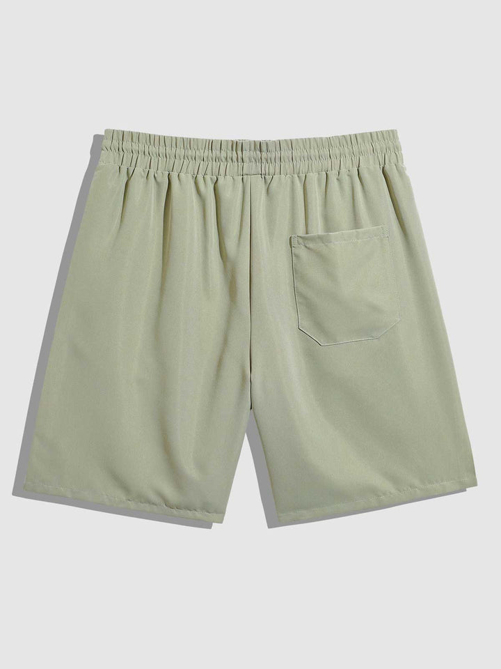 Men's Casual Double Pocket Drawstring Elastic Waist Shorts