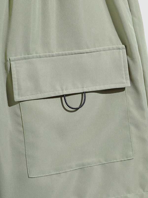 Men's Casual Double Pocket Drawstring Elastic Waist Shorts