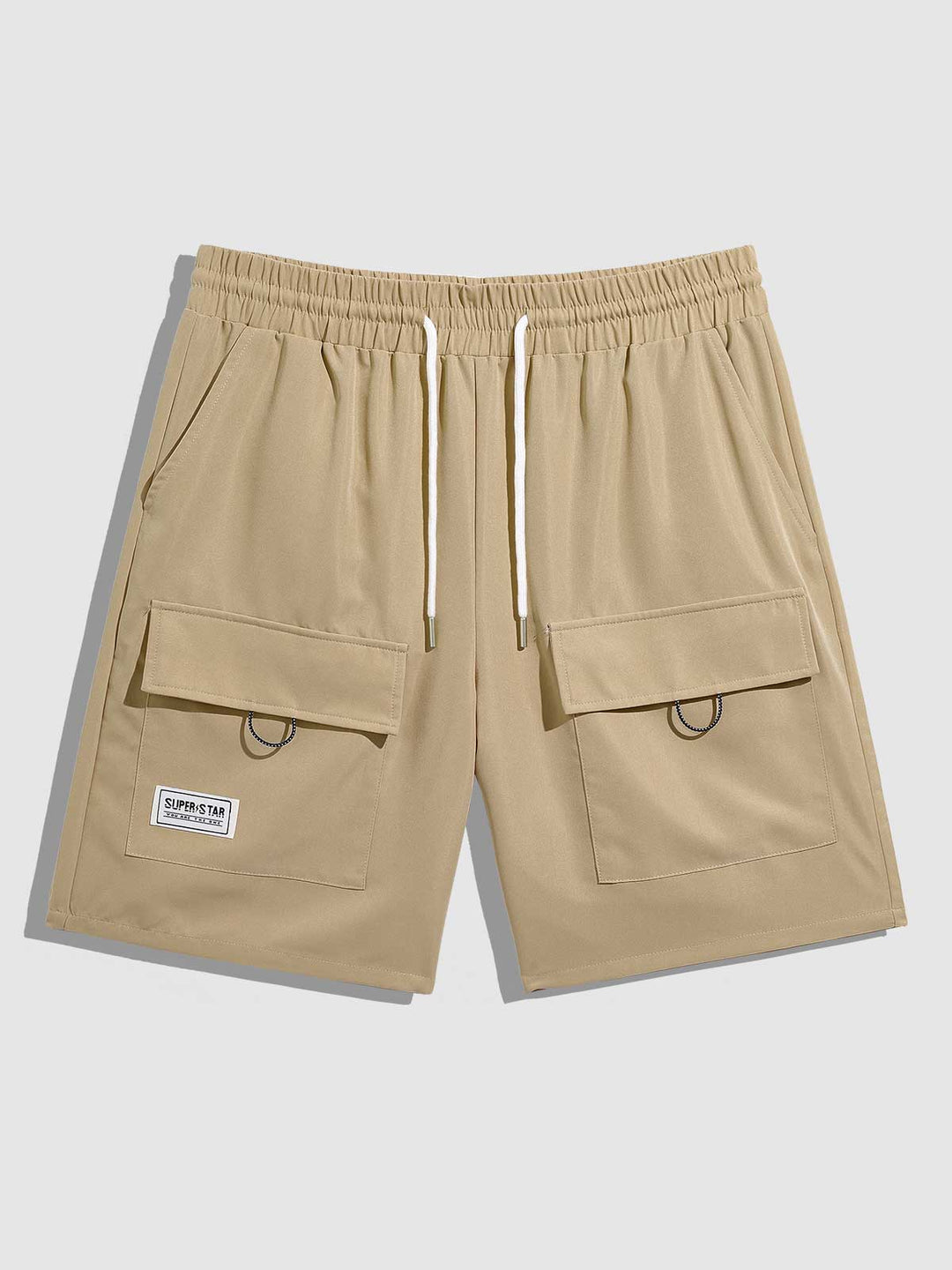 Men's Casual Double Pocket Drawstring Elastic Waist Shorts