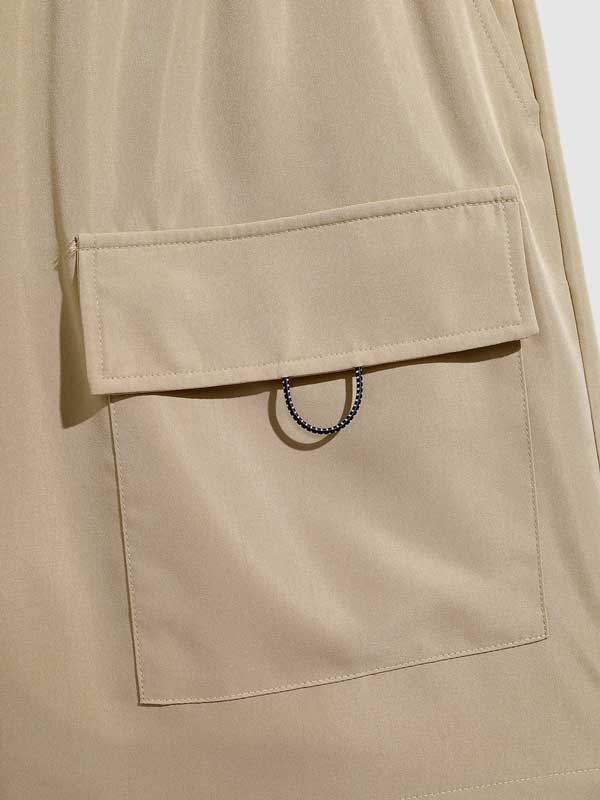 Men's Casual Double Pocket Drawstring Elastic Waist Shorts