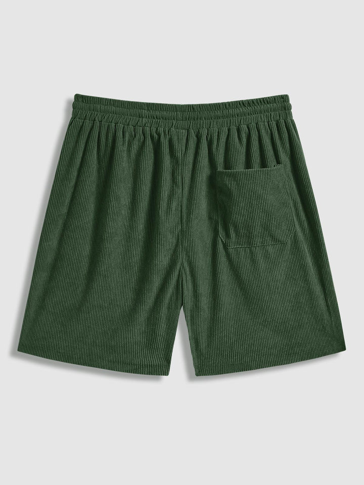 Men's Corduroy Elastic Waist Casual Shorts