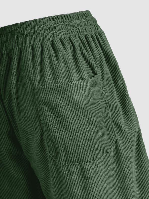 Men's Corduroy Elastic Waist Casual Shorts