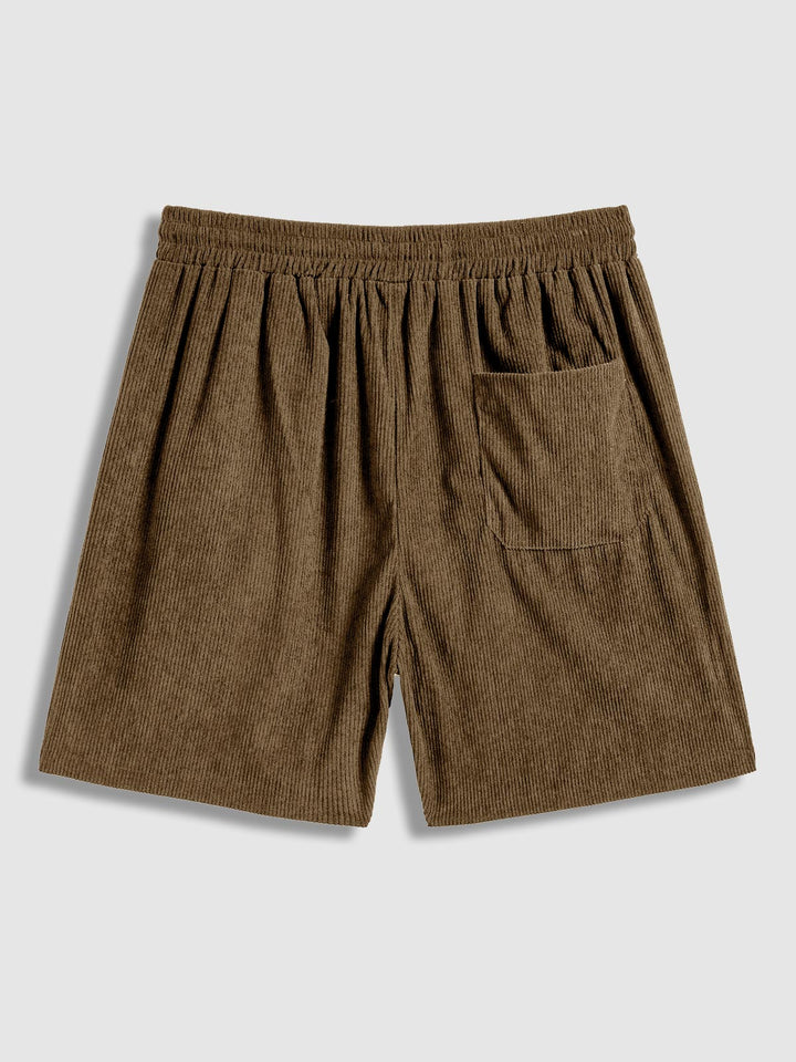 Men's Corduroy Elastic Waist Casual Shorts