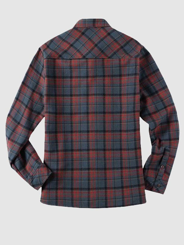 Men's Vintage Plaid Button Fleece-lined Warm Shirt Jacket