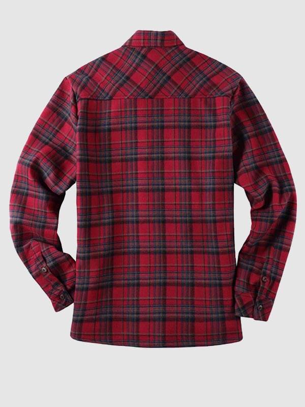 Men's Classic Red Plaid Fleece-lined Thermal Shirt Jacket