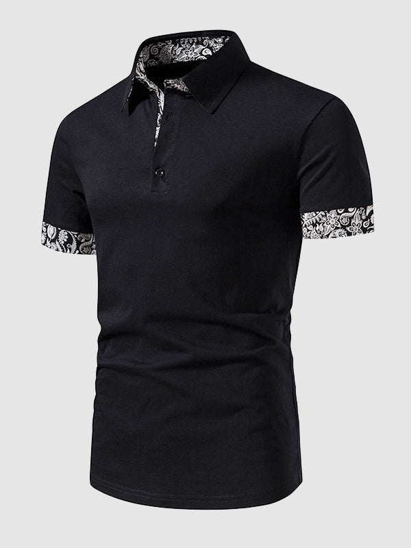 Men's Paisley Color Block Business Casual POLO