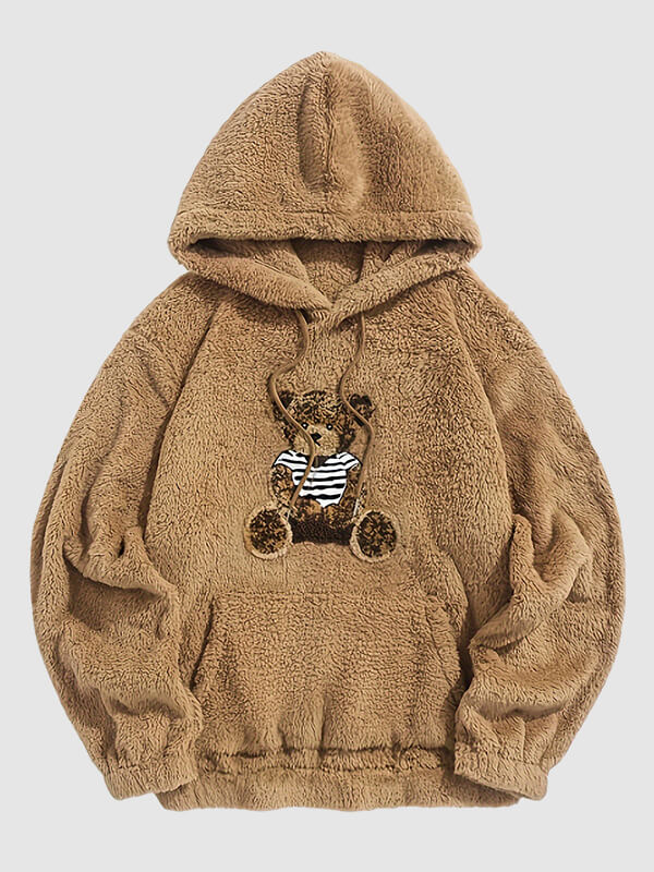 Men's bear plush hooded sweater