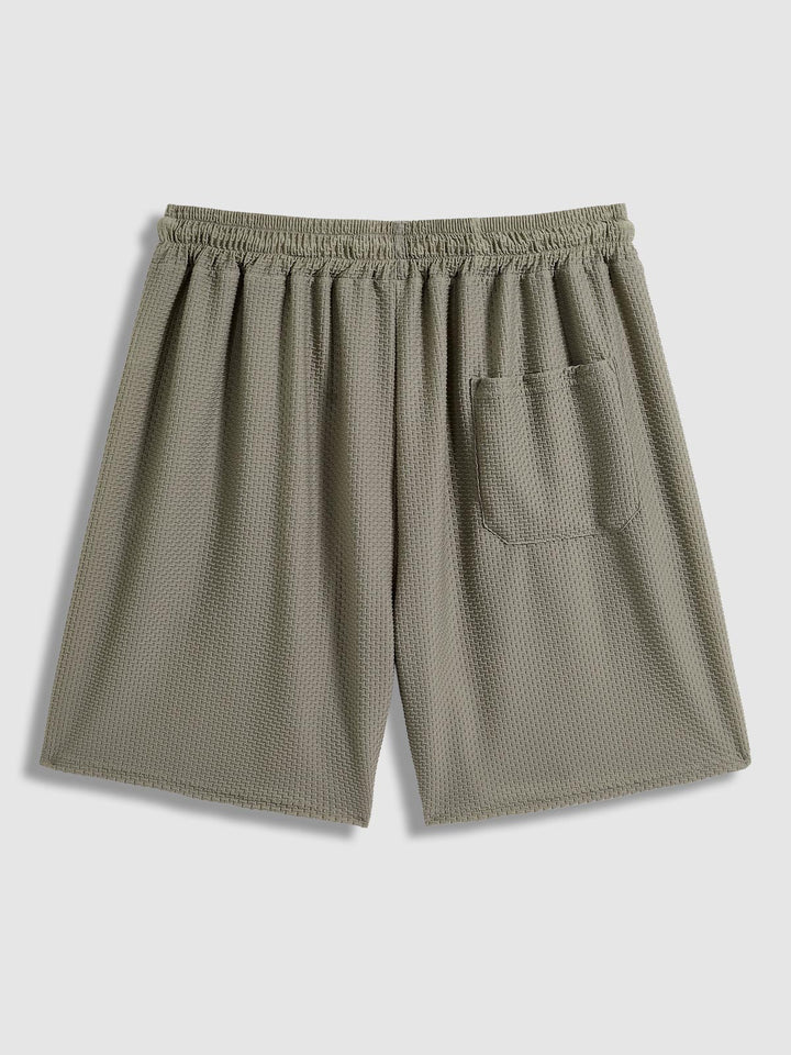 Men's Textured Comfortable Elastic Waist Solid Color Shorts