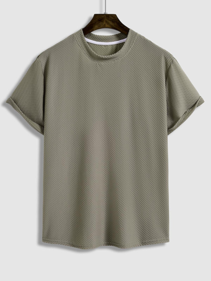 Men's Textured Comfortable Solid Color Short Sleeve T-shirt