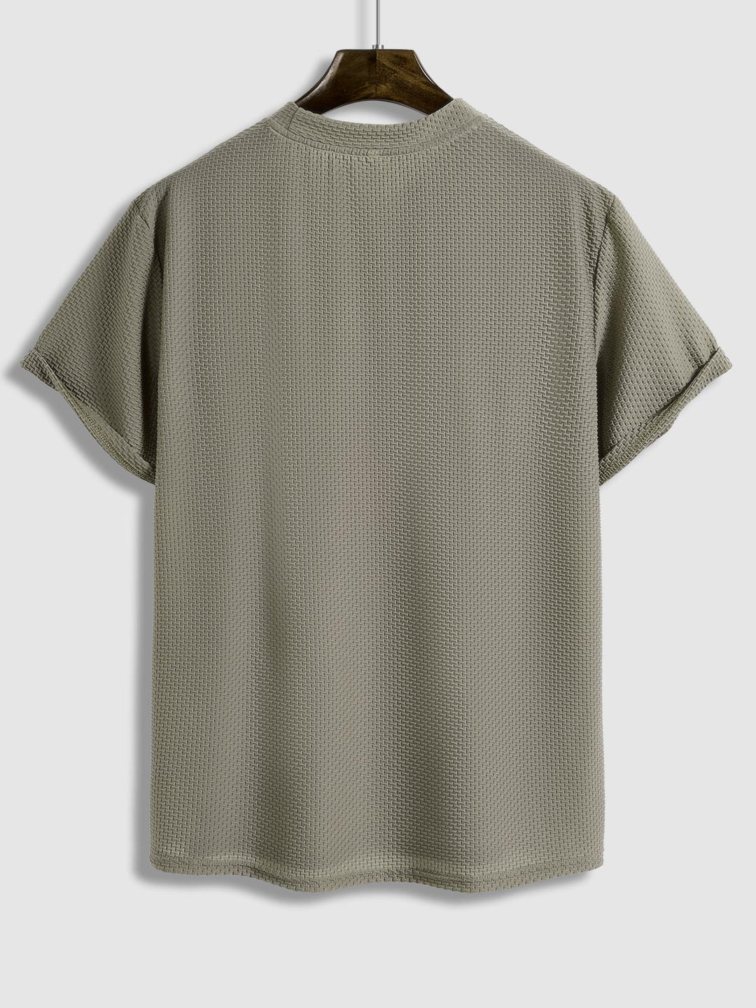 Men's Textured Comfortable Solid Color Short Sleeve T-shirt