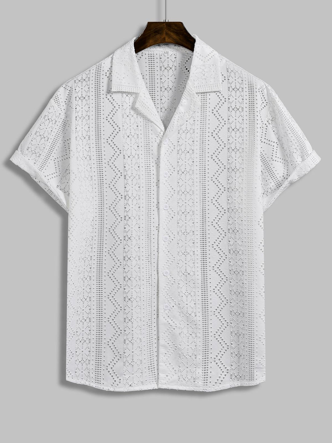 Men's knitted hollow short-sleeved shirt