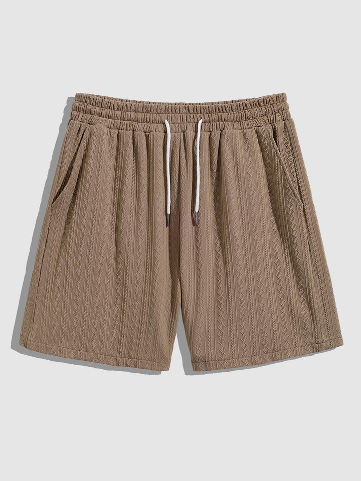 Men's Solid Color Vintage Jacquard Casual Shorts